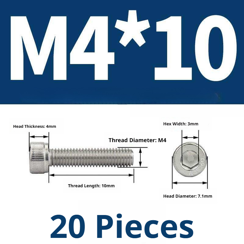 316 Stainless Steel Socket Head Cap Screws – Hex Allen Bolt, M2–M20, GB/T Standard, 4.8 Grade