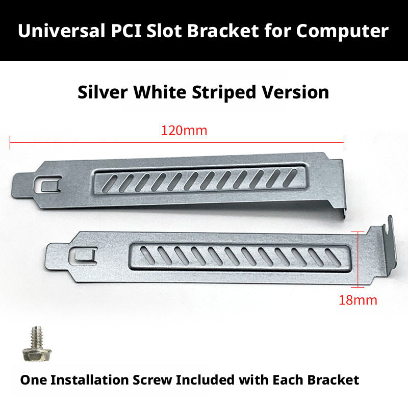 12cm Vented PCI Slot Cover Bracket for PC Case — Black or Silver, 1 Pair with Screws