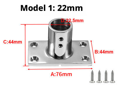 316 Stainless Steel 90-Degree Tube Flange Base – Marine Railing Stanchion Mount, 22–38mm
