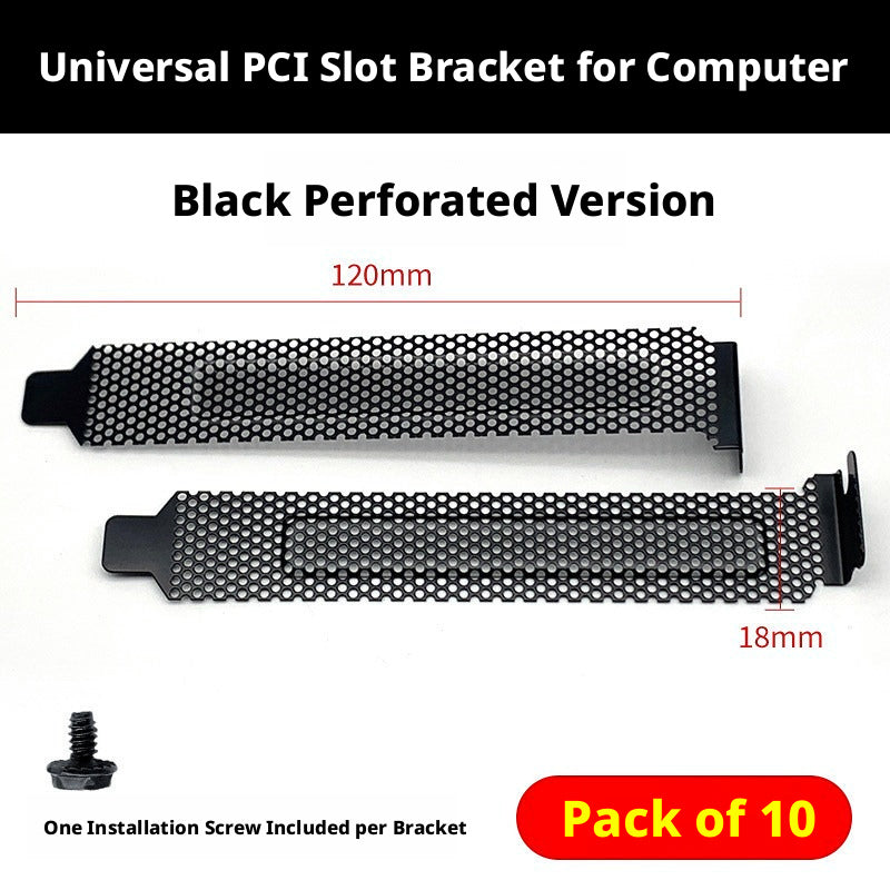 PCI Slot Cover Blanking Plate with Screws – Slotted, Solid & Perforated, 10-Pack for ATX/Micro-ATX PC Cases