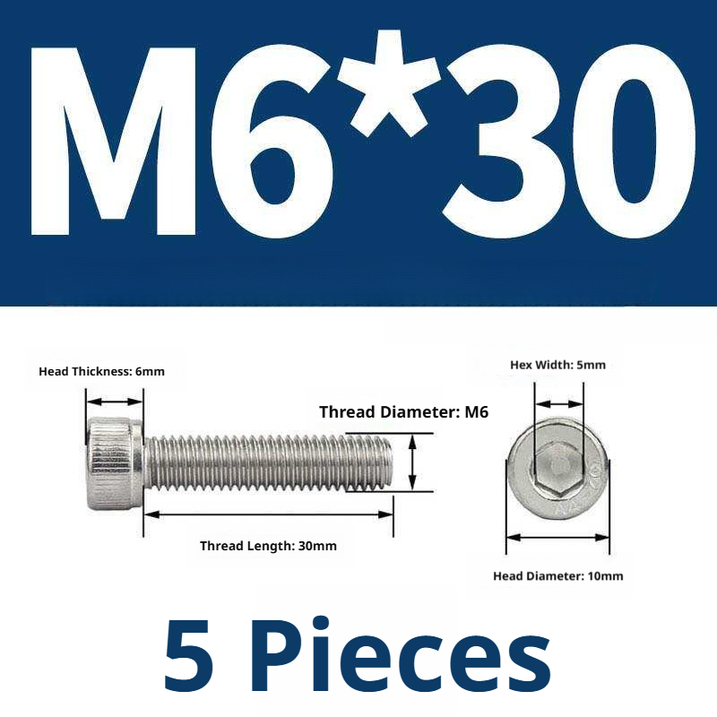 316 Stainless Steel Socket Head Cap Screws – Hex Allen Bolt, M2–M20, GB/T Standard, 4.8 Grade