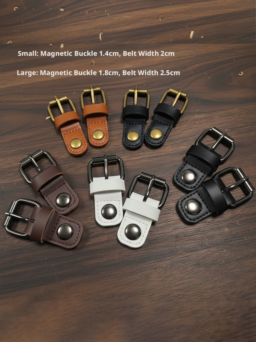 Leather Magnetic Buckle – 1.4cm / 1.8cm for Bags, Backpacks, Straps (Black, White, Brown)