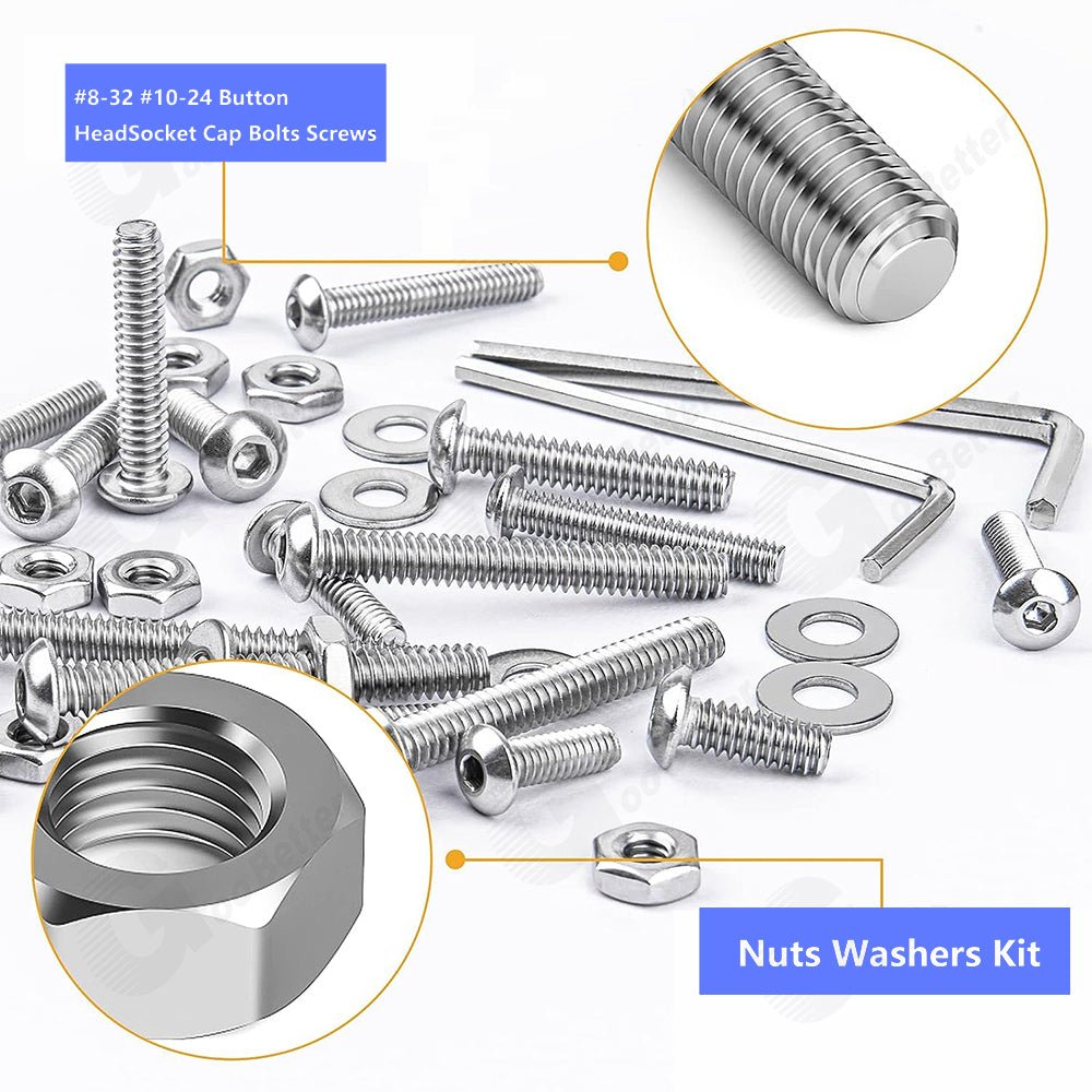 8 10 Hex Socket Cap Head Bolts Nuts Assortment Kit A2 Stainless Steel 435 Pcs - HomeDIYer