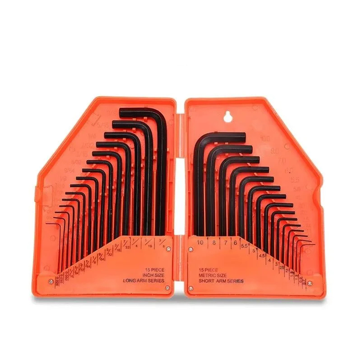 Orangefarbener Sechskantschlüsselsatz in Zollform, metrisch, L-Typ, 30-teilig | HomeDIYer