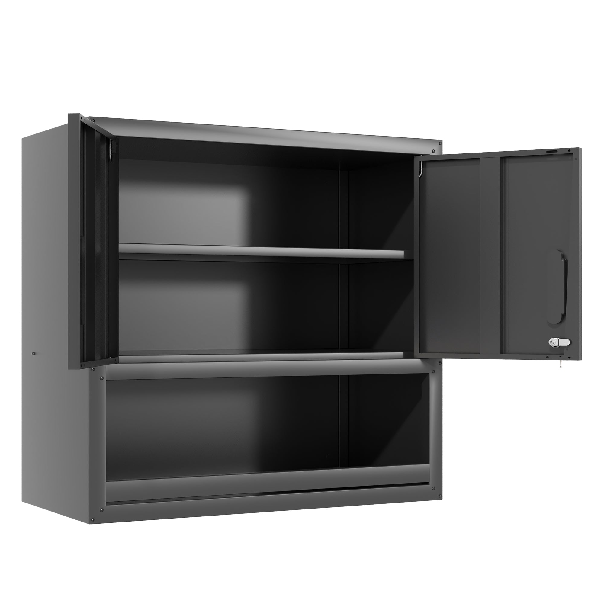 Metal Wall-Mounted Tool Storage Cabinet – Locking Door & Open Drawer for Garage, Warehouse, Office