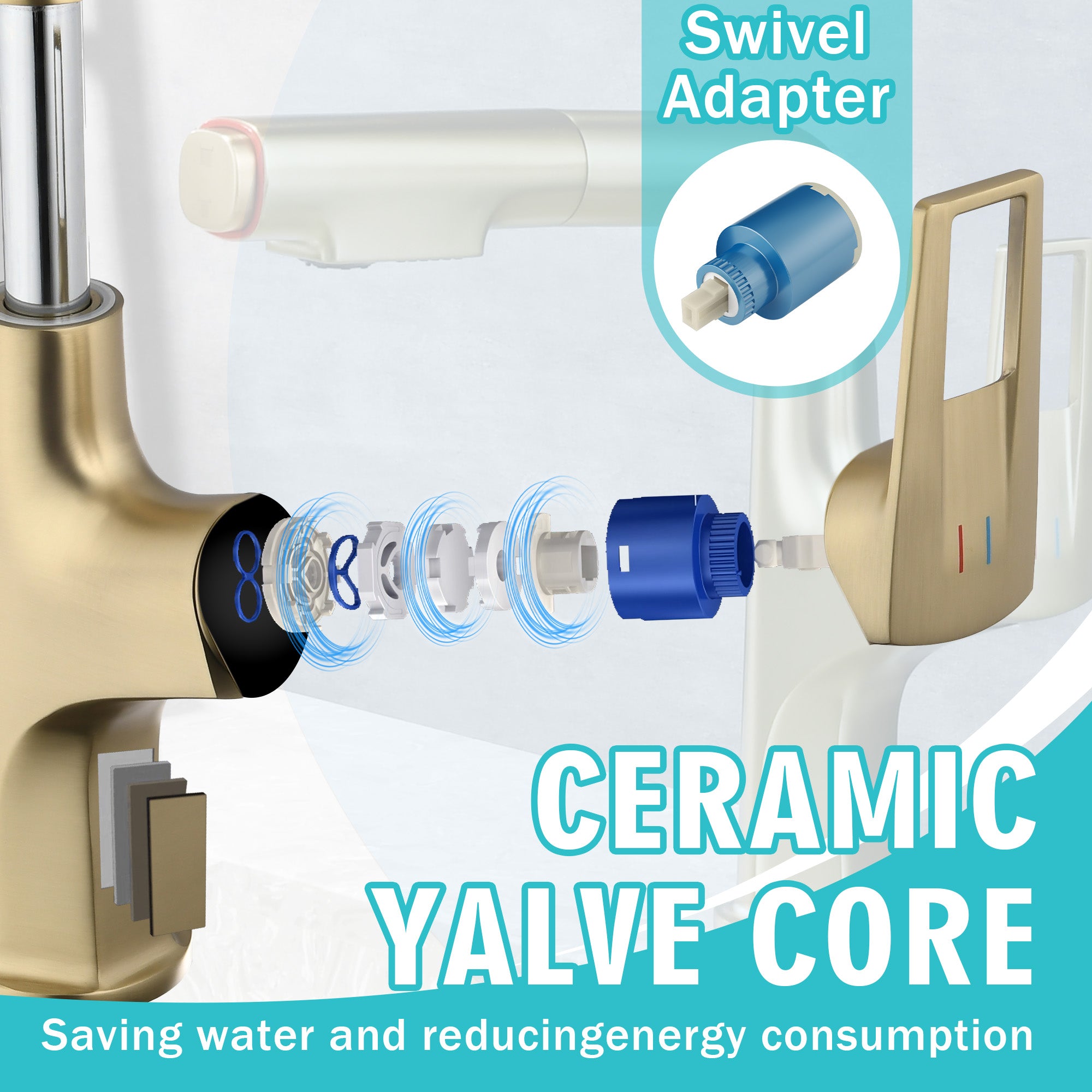 Brushed Gold Pull-Down Vessel Faucet - Single Hole Bathroom Sink Faucet with Lift Spout & Dual Spray Modes