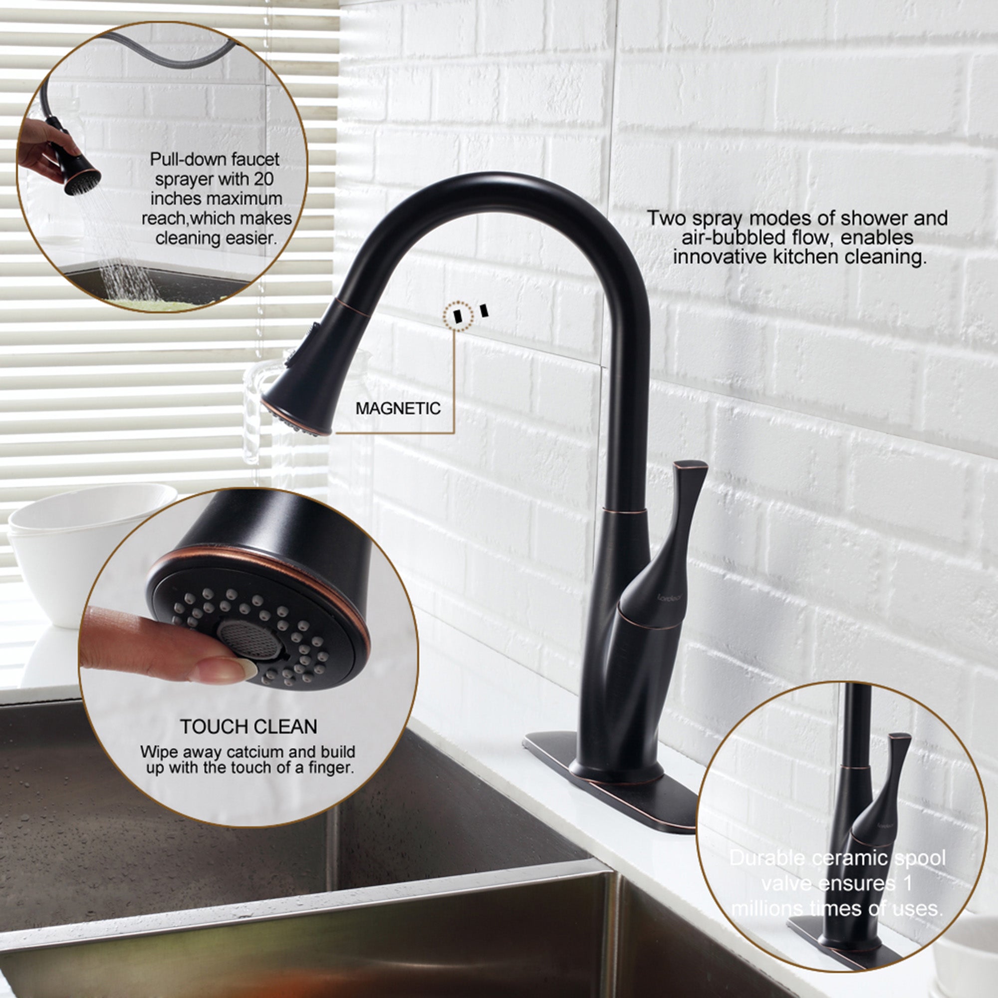 Kitchen Faucet with Pull Out Spraye, Oil-Rubbed Bronze
