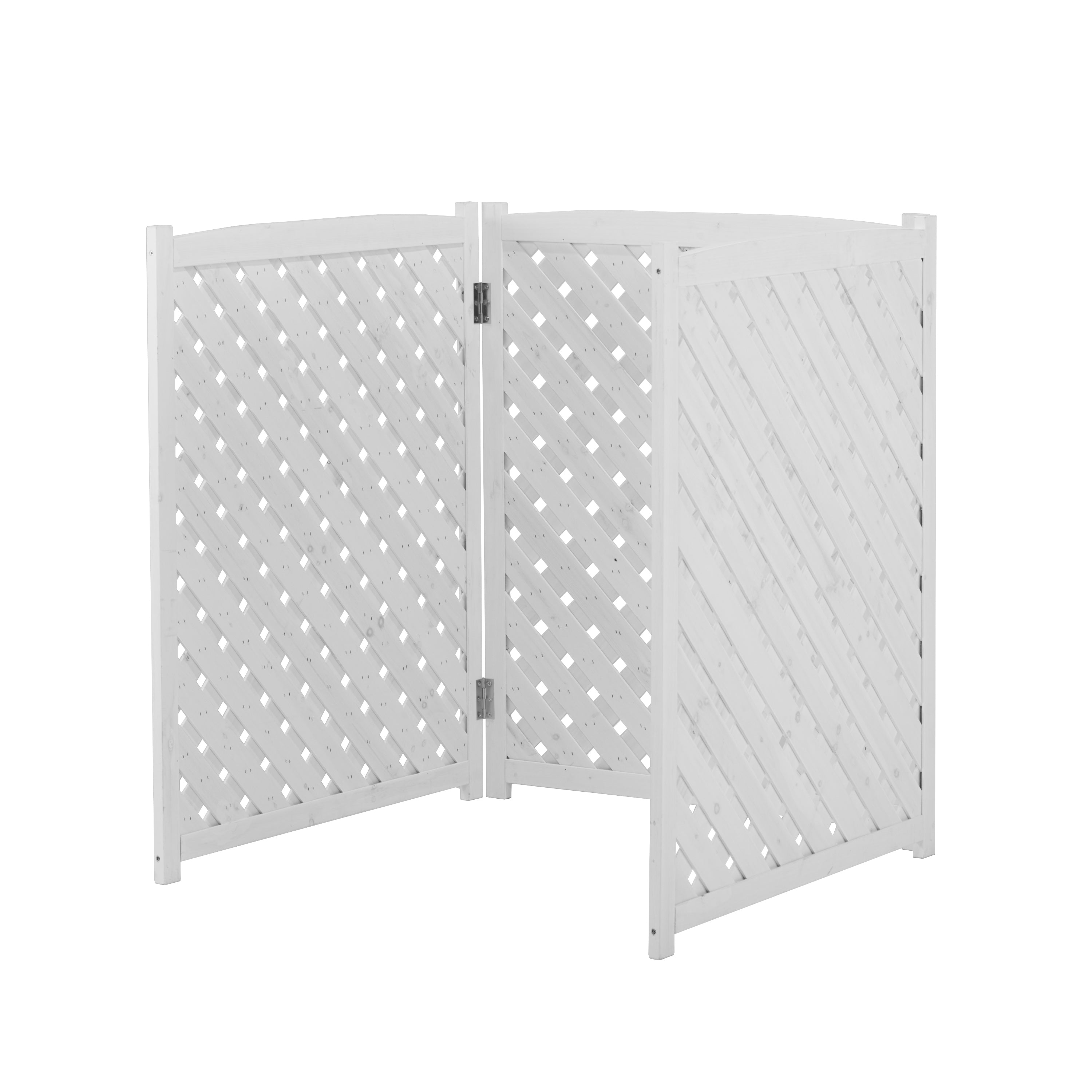 3‑Panel Solid Wood Outdoor Privacy Screen — 32" W x 38" H, AC Fence, Trash Can Enclosure, White