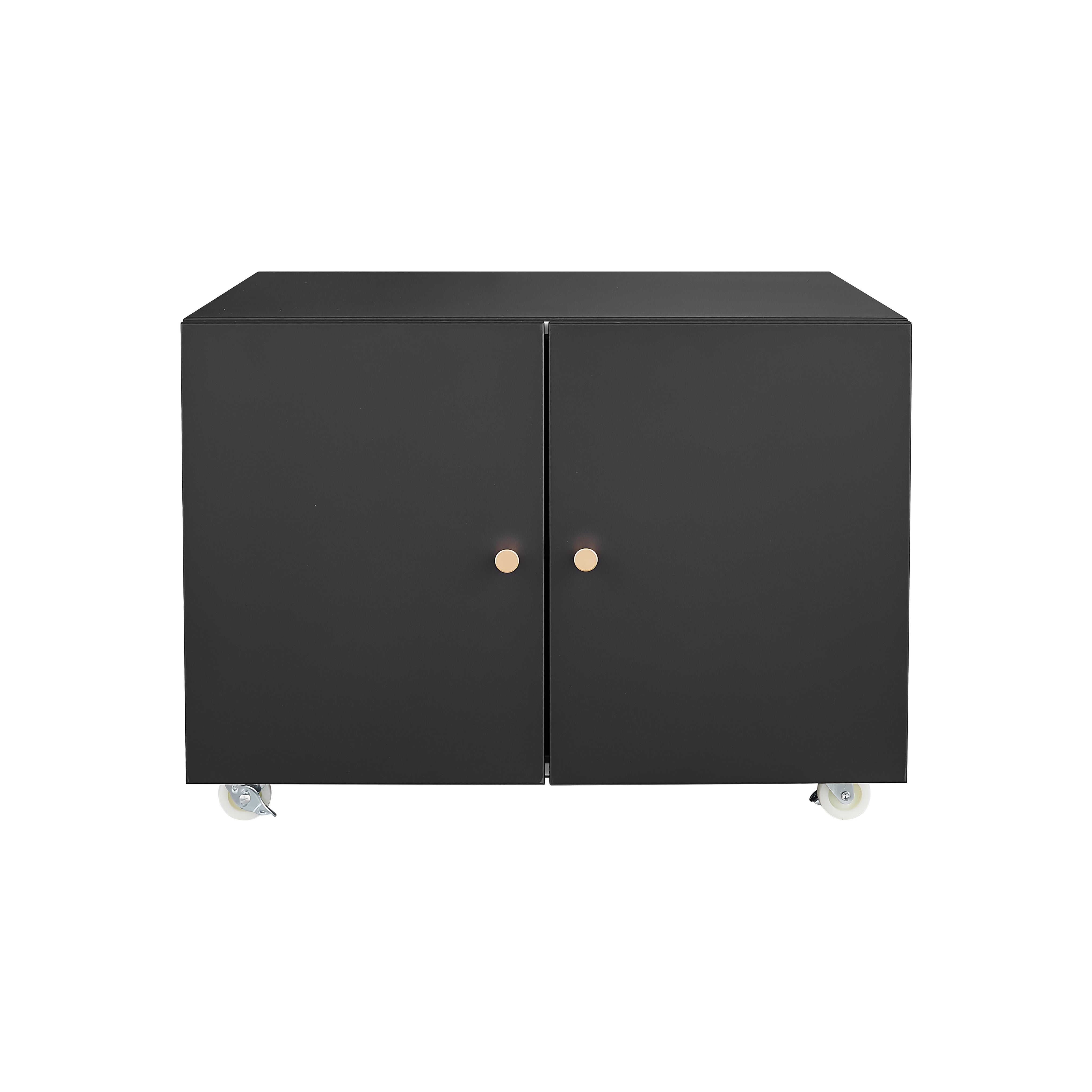 Black Metal Double-Door Printer Cabinet with 360° Lockable Casters, Adjustable Shelves, Waterproof Storage Cabinet for Office / Home / Garage