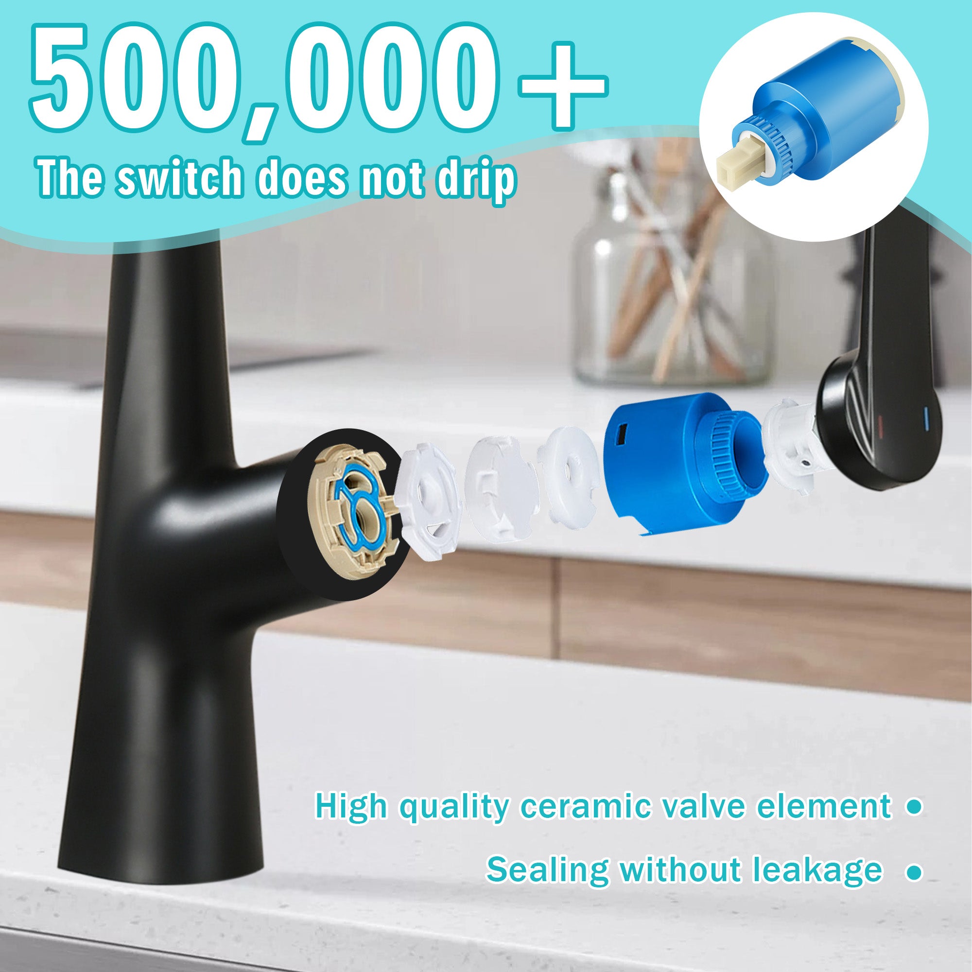 Matte Black Professional Kitchen Faucet 3 Function 360 Sprayer One Touch Switching FastConnect