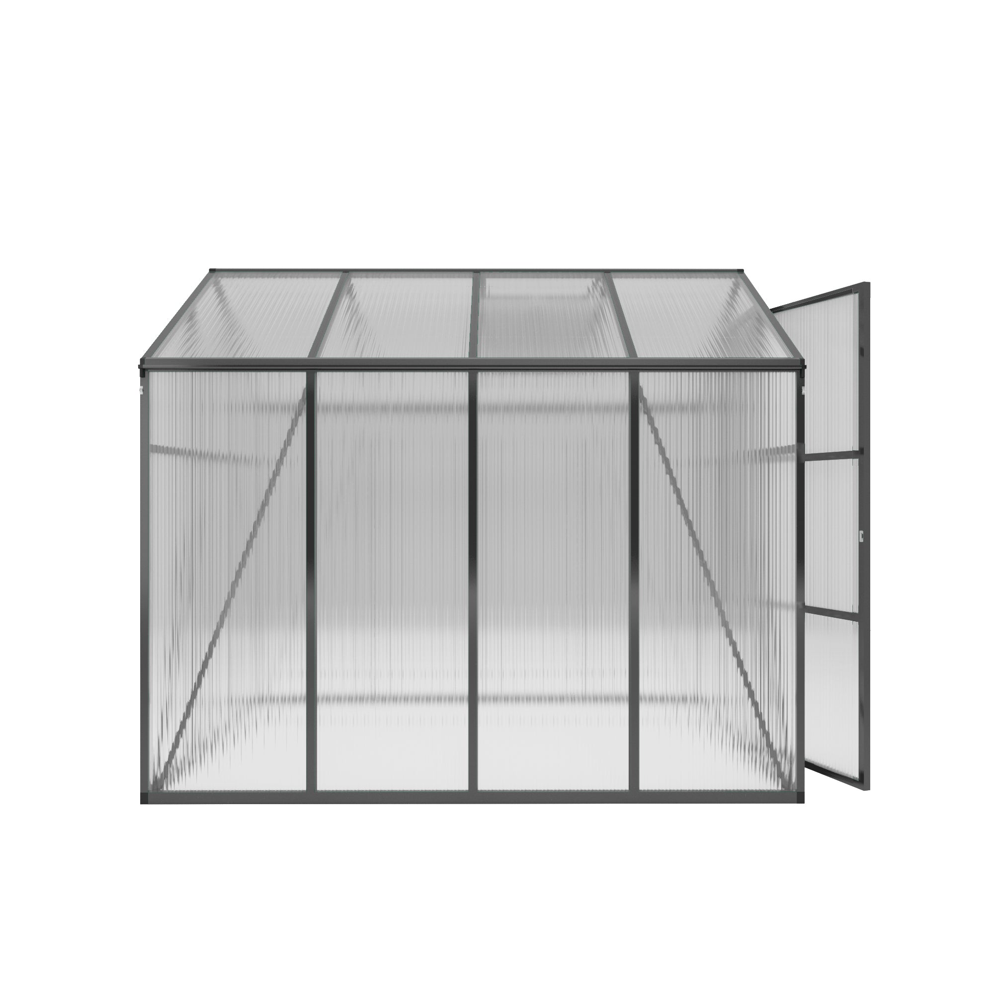6ft x 8ft Heavy‑Duty Aluminum Walk‑In Greenhouse — Wind‑Resistant Polycarbonate Panels with Raised Base & Drainage System Black