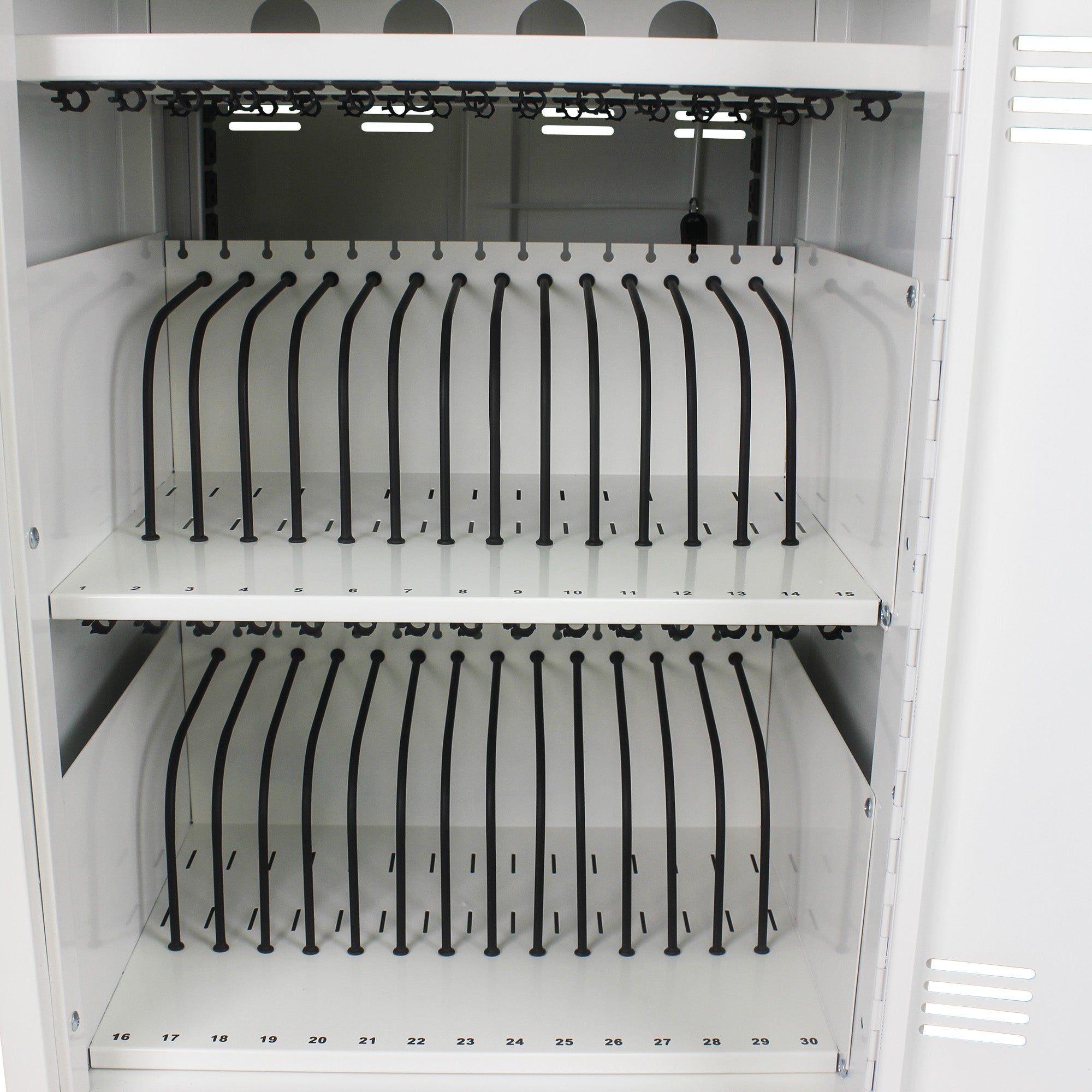 30+2Bay Mobile School Charging Cart Station for Chromebook, Tablet and Laptop Computer with Power Strip Included, Assembly Required-WHITE