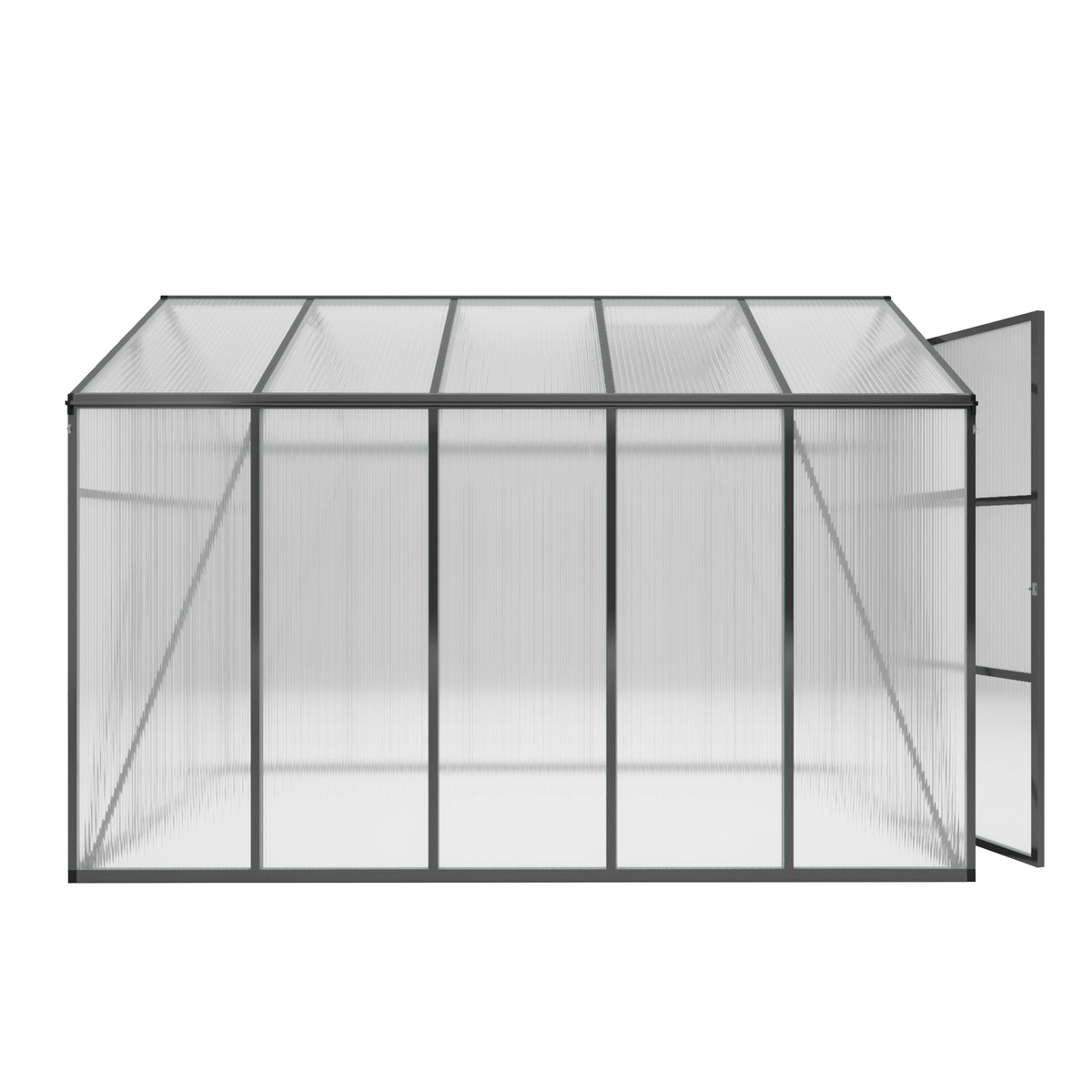 6ft x 10ft Heavy‑Duty Aluminum Walk‑In Greenhouse — Wind‑Resistant Polycarbonate Panels with Raised Base & Drainage System Black