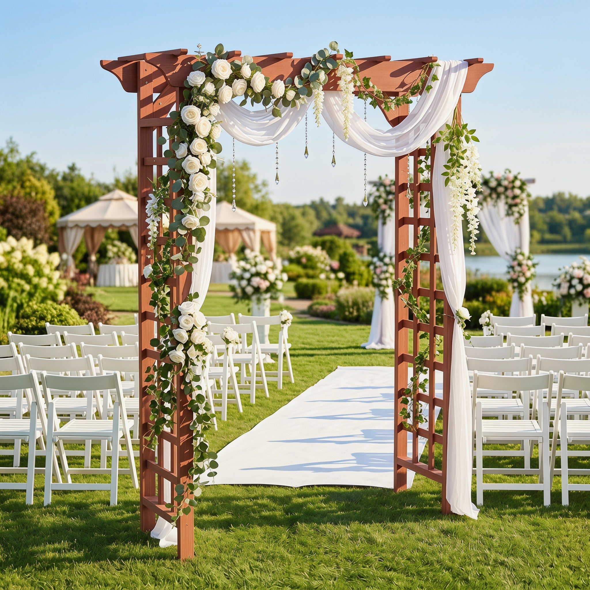 Wooden Arbor, Wedding Arch for Ceremony, Wood Trellis for Plant Climbing, Christmas Decor Pergola for Garden Backyard
