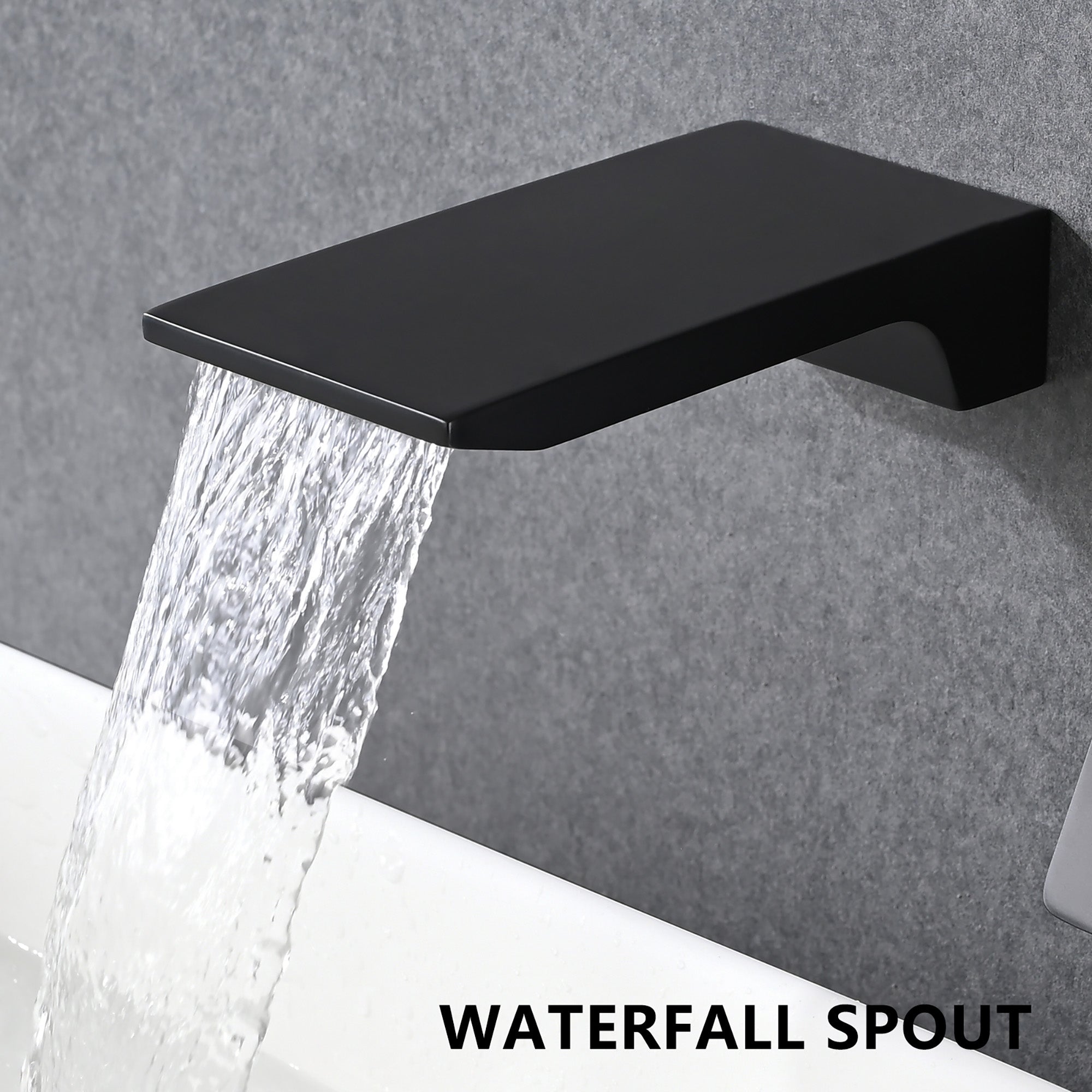 Wall Mount Waterfall Bathtub Faucet – Single Handle, Wide Spout, Brushed Gold or Matte Black