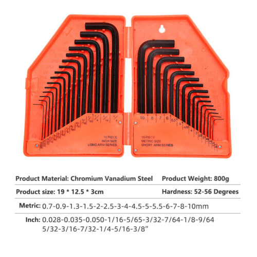 Orange Hexagonal Inch Metric Wrench Set L Type 30pcs | HomeDIYer - HomeDIYer