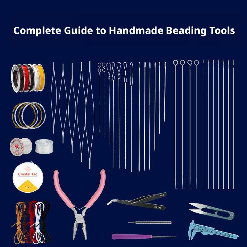 Complete Beading Needle Set – 165+ Pcs Ultra-Fine to Large Hole Needles with Elastic Cords, Wire, Pliers & Storage Box for Jewelry Making