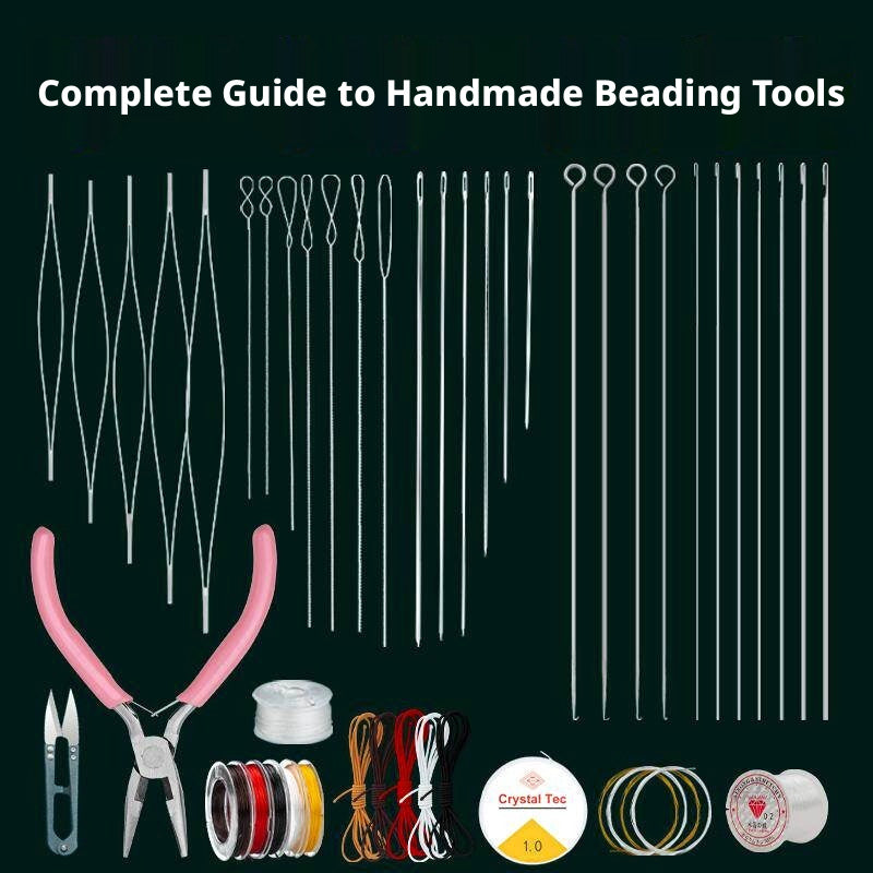 Complete Beading Needle Set – 165+ Pcs Ultra-Fine to Large Hole Needles with Elastic Cords, Wire, Pliers & Storage Box for Jewelry Making