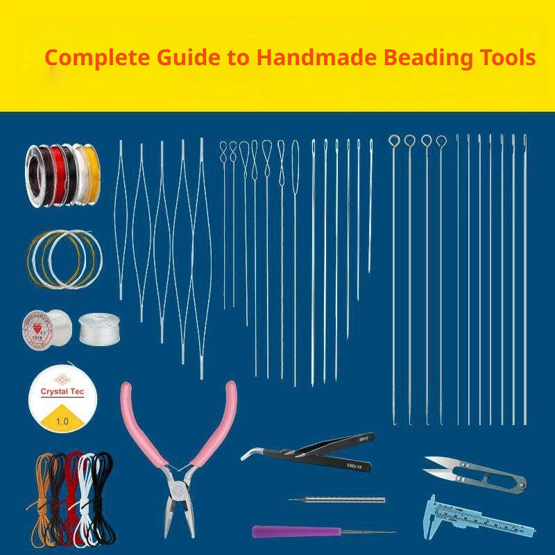 Complete Beading Needle Set – 165+ Pcs Ultra-Fine to Large Hole Needles with Elastic Cords, Wire, Pliers & Storage Box for Jewelry Making