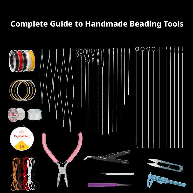 Complete Beading Needle Set – 165+ Pcs Ultra-Fine to Large Hole Needles with Elastic Cords, Wire, Pliers & Storage Box for Jewelry Making