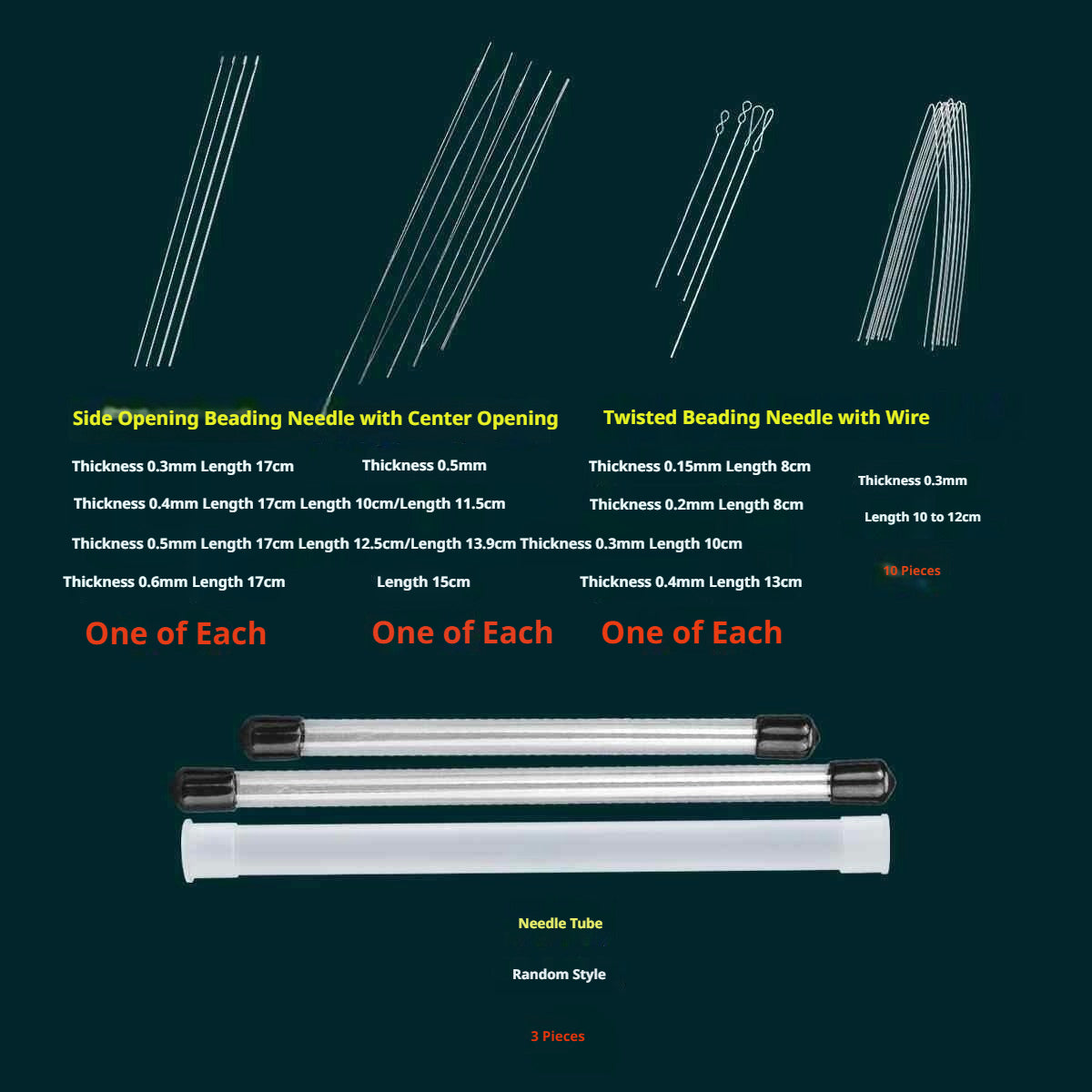 Complete Beading Needle Set – 165+ Pcs Ultra-Fine to Large Hole Needles with Elastic Cords, Wire, Pliers & Storage Box for Jewelry Making