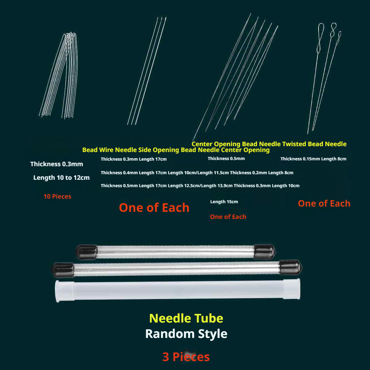 Complete Beading Needle Set – 165+ Pcs Ultra-Fine to Large Hole Needles with Elastic Cords, Wire, Pliers & Storage Box for Jewelry Making