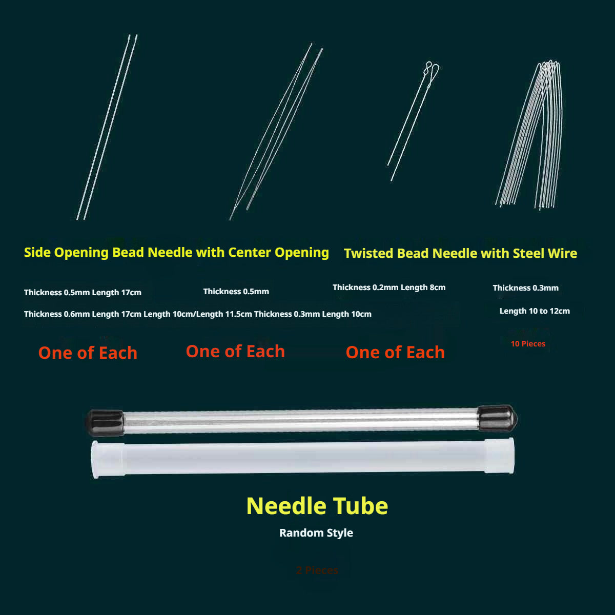 Complete Beading Needle Set – 165+ Pcs Ultra-Fine to Large Hole Needles with Elastic Cords, Wire, Pliers & Storage Box for Jewelry Making