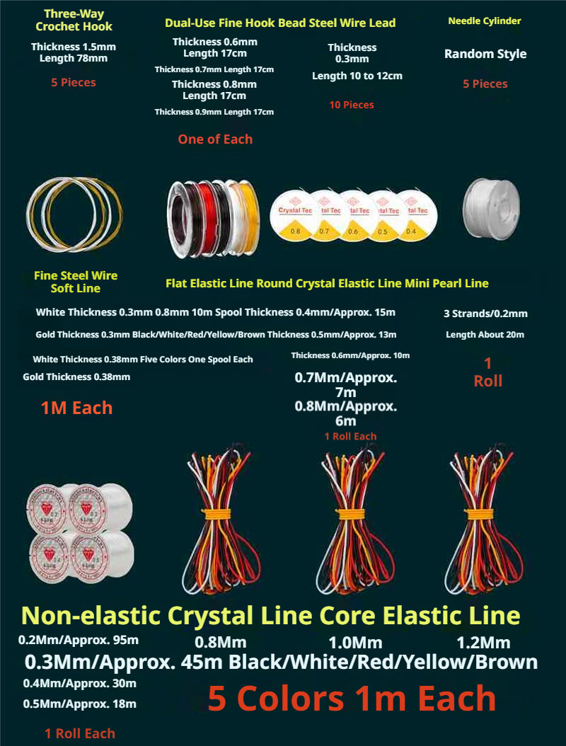 Complete Beading Needle Set – 165+ Pcs Ultra-Fine to Large Hole Needles with Elastic Cords, Wire, Pliers & Storage Box for Jewelry Making