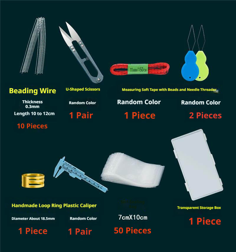 Complete Beading Needle Set – 165+ Pcs Ultra-Fine to Large Hole Needles with Elastic Cords, Wire, Pliers & Storage Box for Jewelry Making