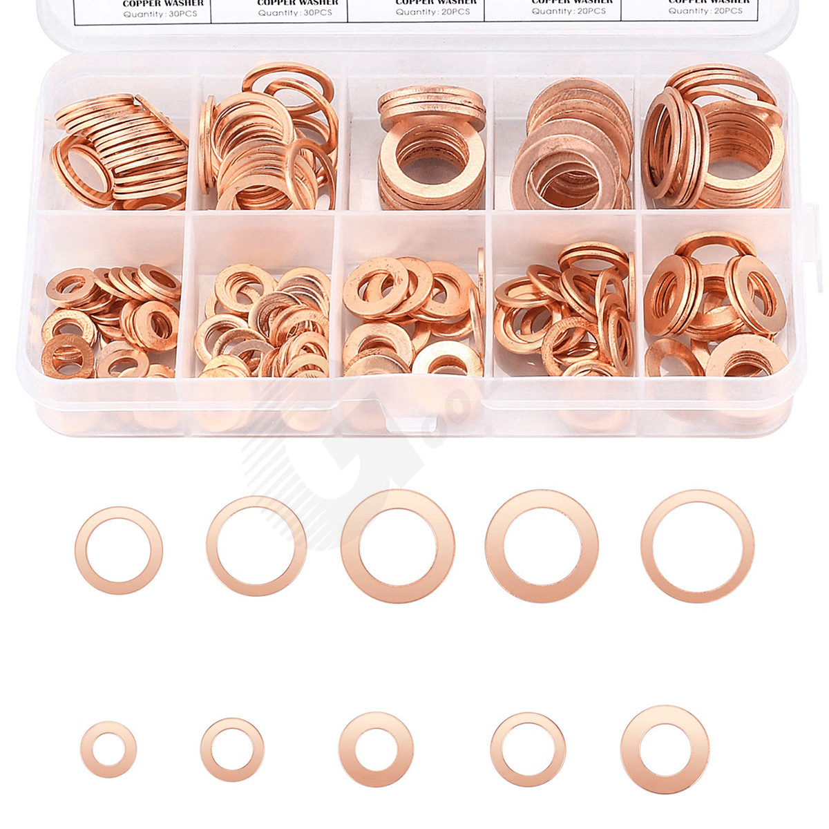 400Pcs Copper Gasket Car Engine Washers Metric Crush Seal Flat Ring M5 - M14 Set - HomeDIYer