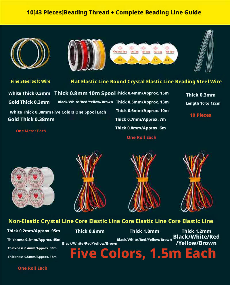 Complete Beading Needle Set – 165+ Pcs Ultra-Fine to Large Hole Needles with Elastic Cords, Wire, Pliers & Storage Box for Jewelry Making