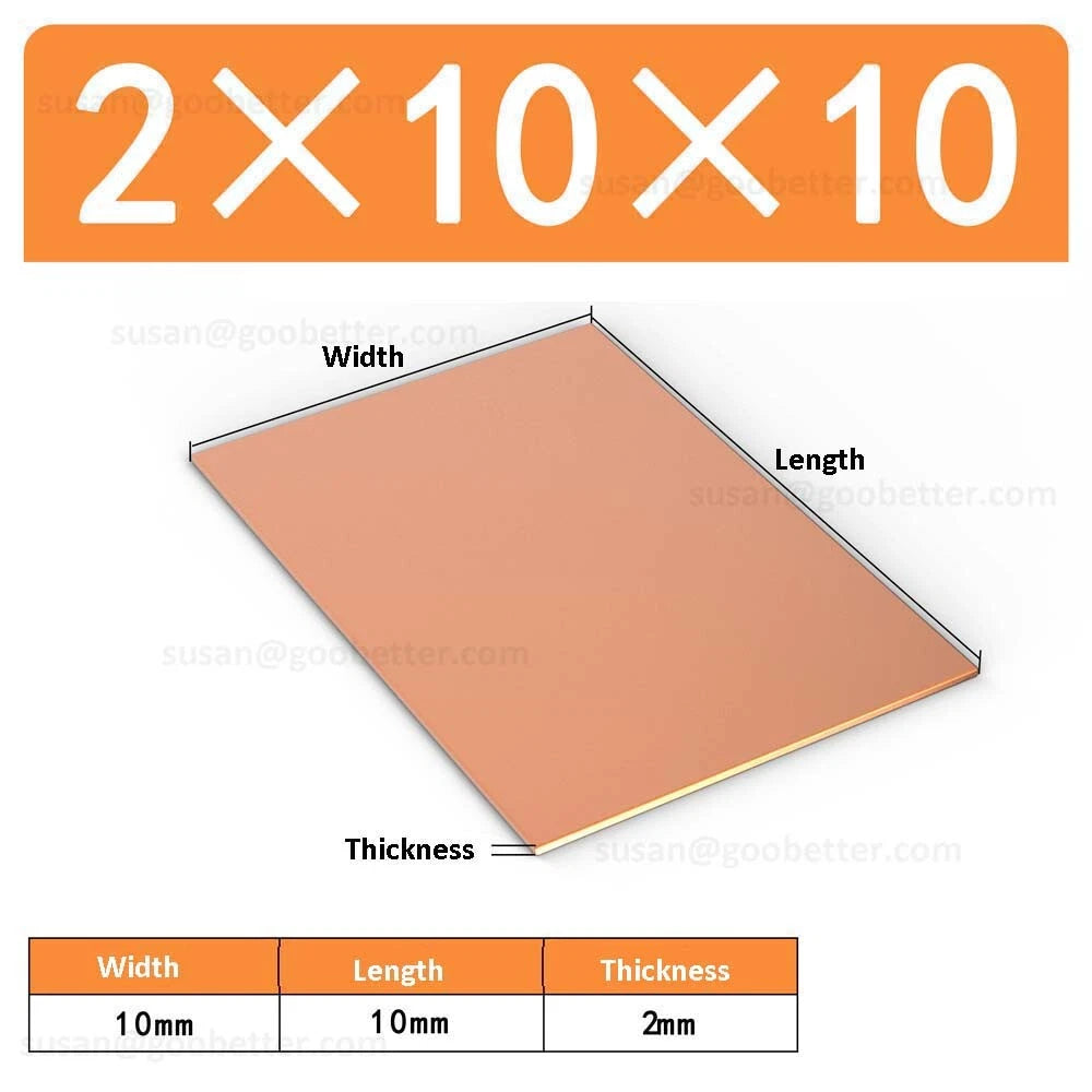 Natural Copper Sheet Metal guillotine cut - 0.3mm to 6.0mm - Multiple Sizes