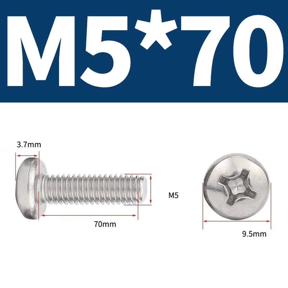 Phillips Pan Head Machine Screws — A4 Marine Grade Stainless Steel, DIN 7985 (M1.6–M10)