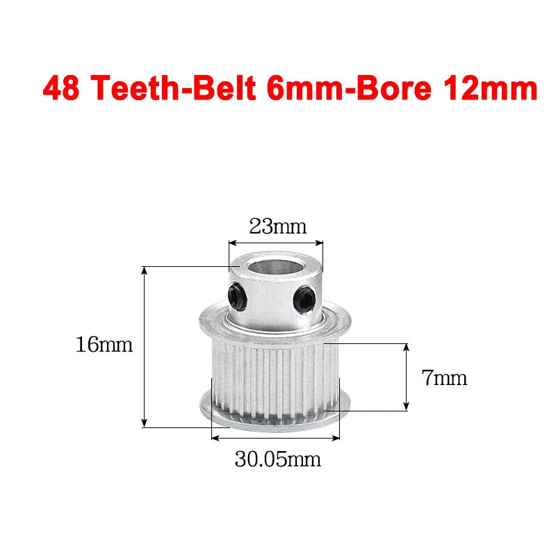 2GT Drive Pulley With Step 16 Tooth - 100 Tooth Bore 4mm - 25mm for 6mm Belt
