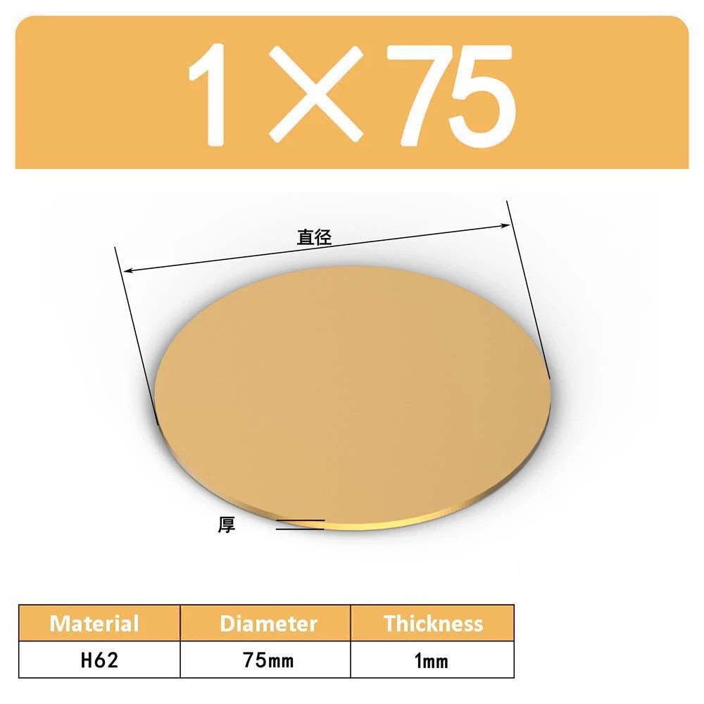 H62 Solids Brass Discs Blanks Metal Round Sheets OD 10mm-300mm Thick 0.3mm-4mm