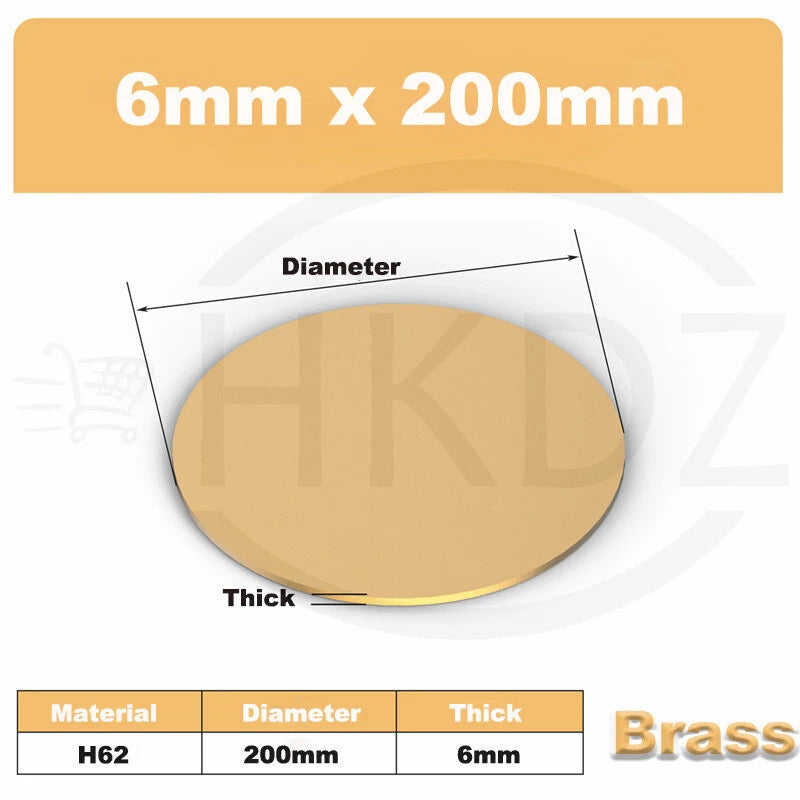 H62 Solid Brass Discs Plate Round Sheets Thickess 4/5/6mm Diameters 10mm -300mm