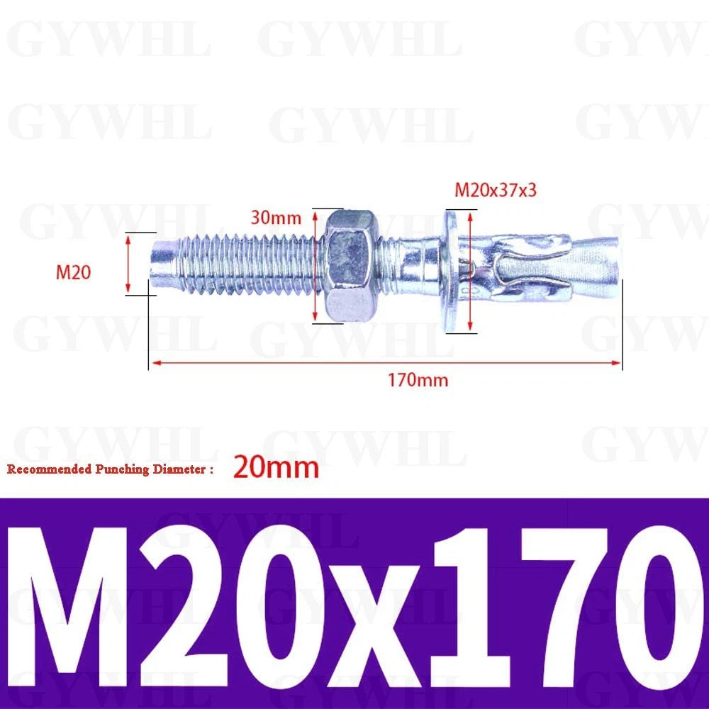 Hex Head Expansion Anchor Bolts — M6 to M20, Stainless Steel A2 & Zinc Plated, Extra Long