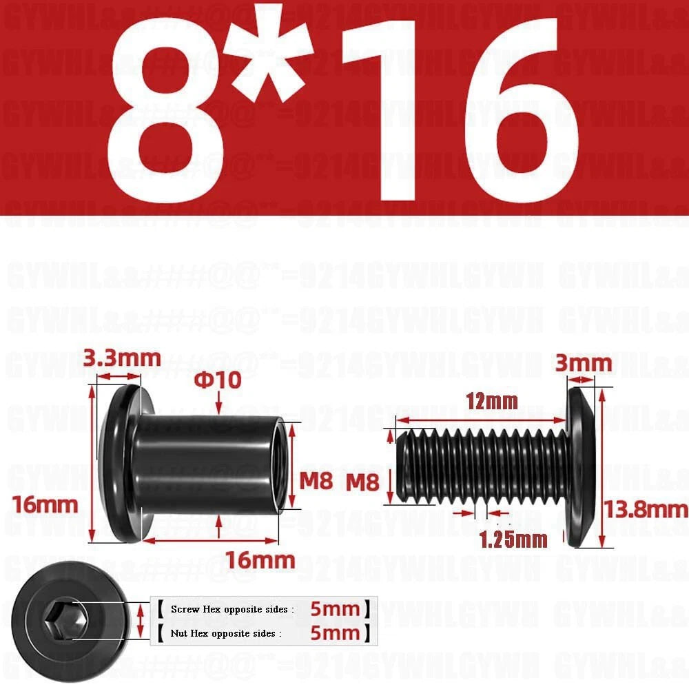 Metric Furniture Connector Bolts with End Cap Nuts — Stainless Steel M2 to M10