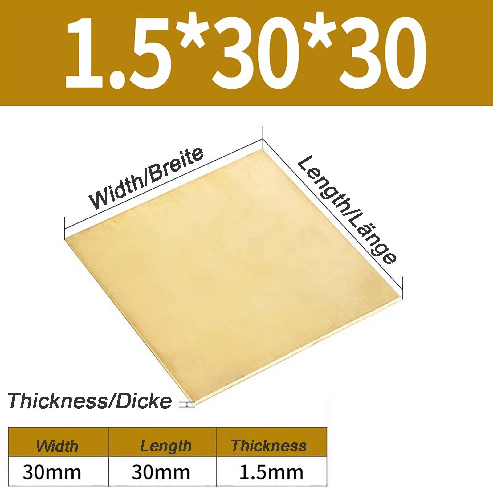Natural Brass Sheet Metal guillotine cut - 0.3mm - 3.0mm - Multiple Sizes