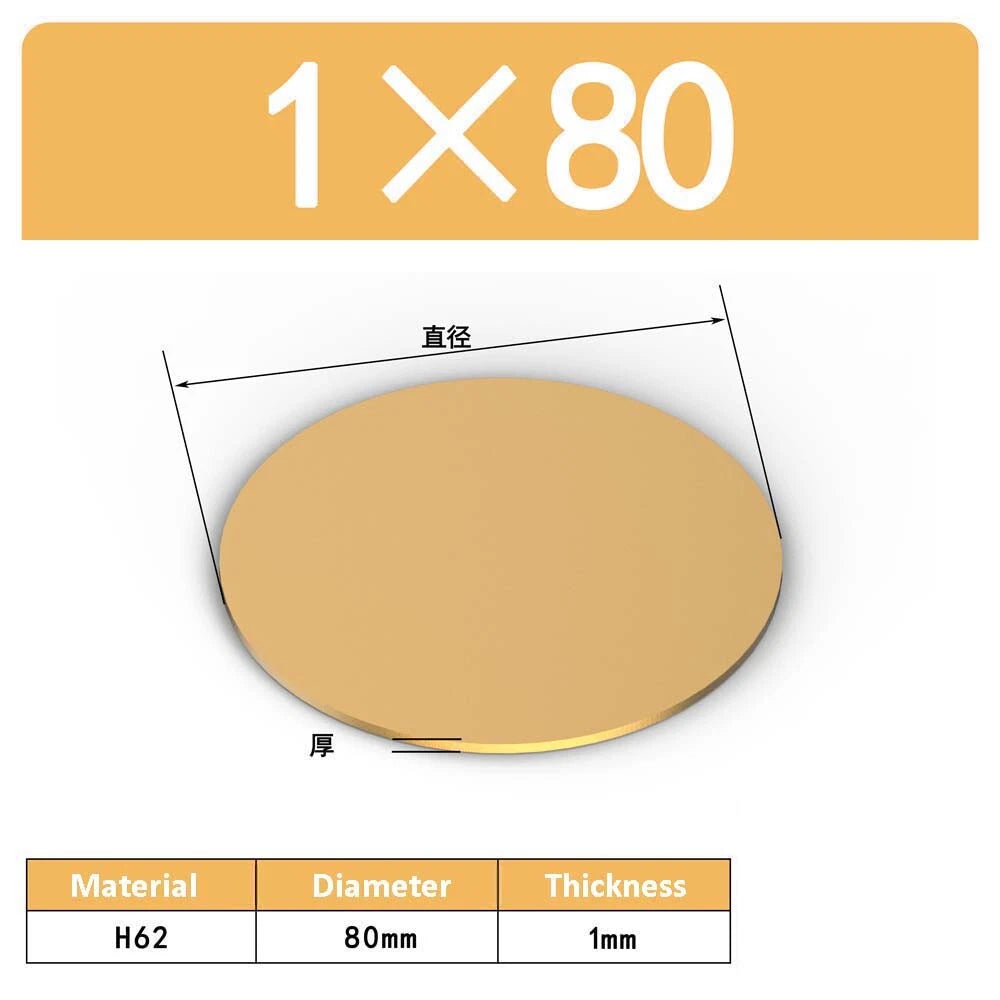 H62 Solids Brass Discs Blanks Metal Round Sheets OD 10mm-300mm Thick 0.3mm-4mm