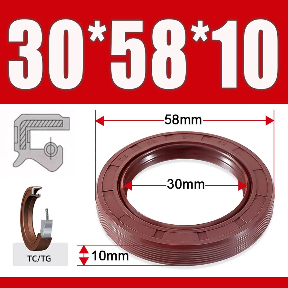 TC/TG Dual Lip FKM Oil Seal — Metric Rotary Shaft Sealing Ring, ID 25–50mm