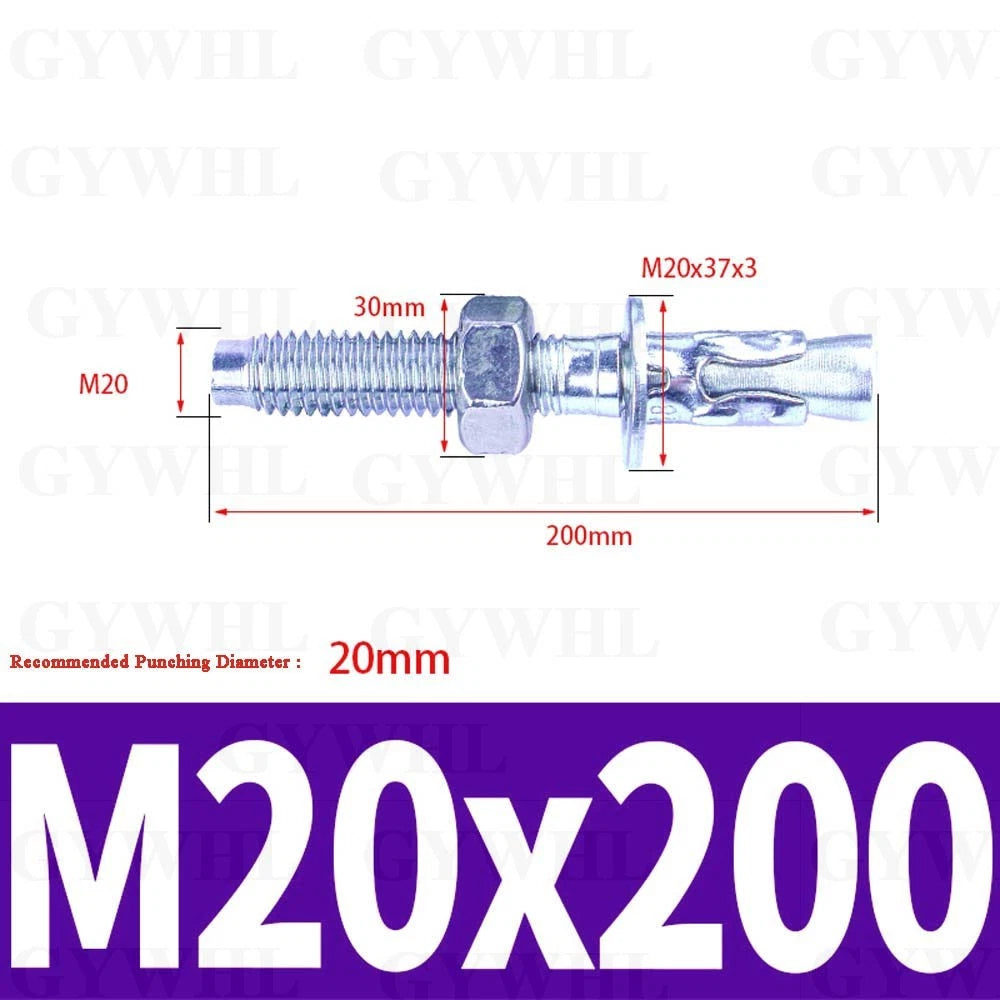 Hex Head Expansion Anchor Bolts — M6 to M20, Stainless Steel A2 & Zinc Plated, Extra Long