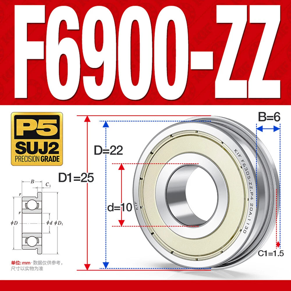 Mini Metal Shielded Flanged Ball Bearings - Model Complete Inner Diameter 2-50mm