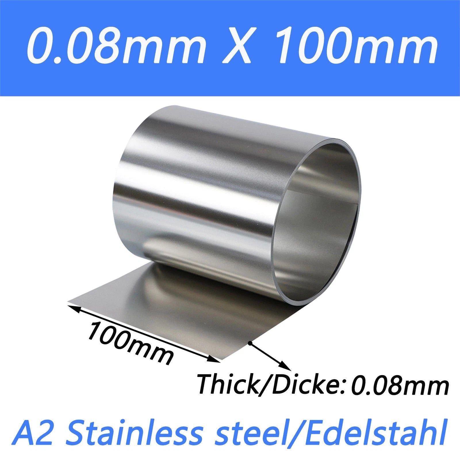 Stainless Steel 304 Thin Foil Strip Sheet | 0.01–1.0mm Thick, 10–400mm Wide