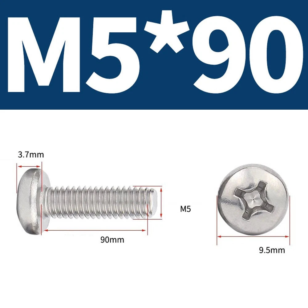 Phillips Pan Head Machine Screws — A4 Marine Grade Stainless Steel, DIN 7985 (M1.6–M10)
