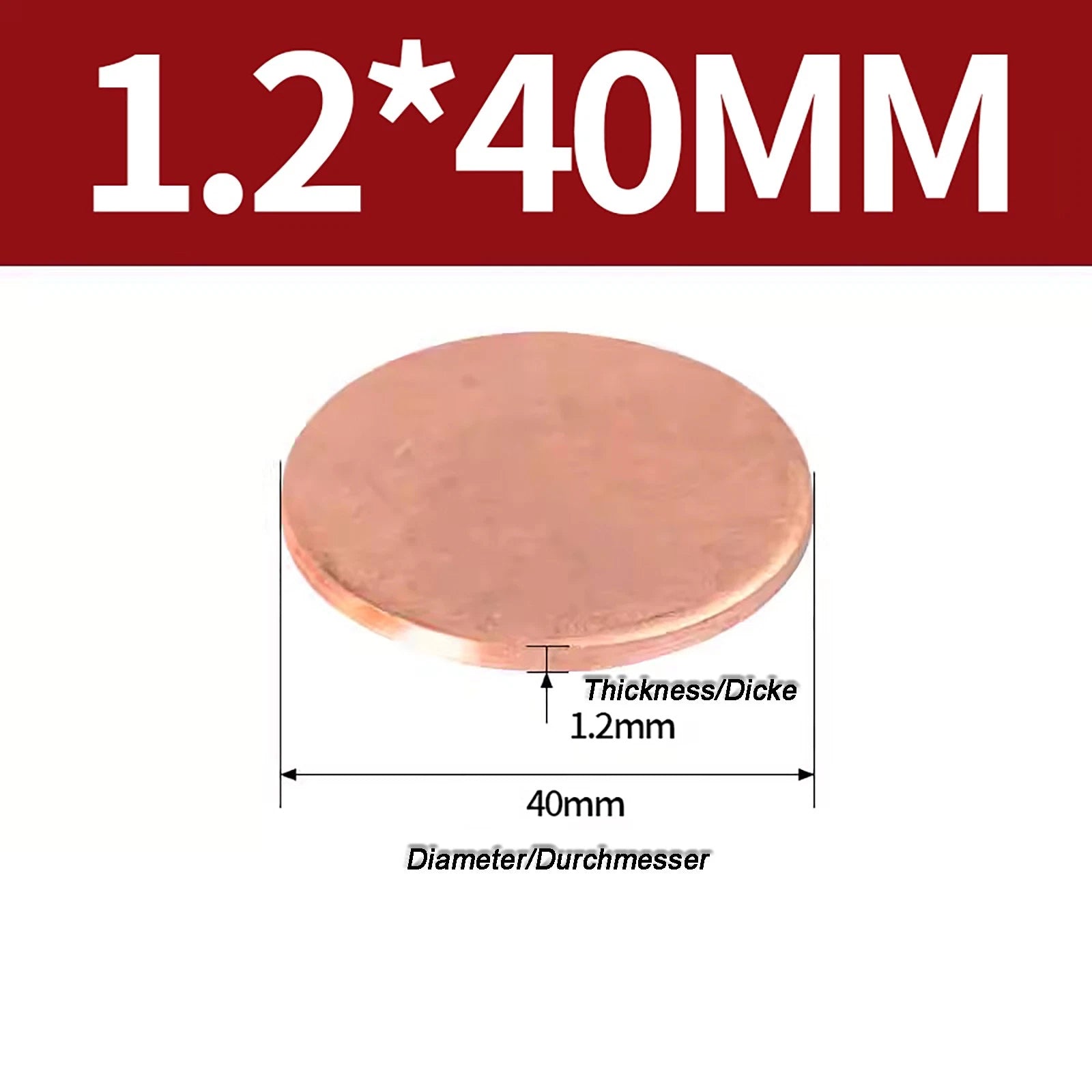 Solid Pure Copper Discs Blanks Round Plate Metal Sheet Thick 0.3~6mm Ø10mm~150mm