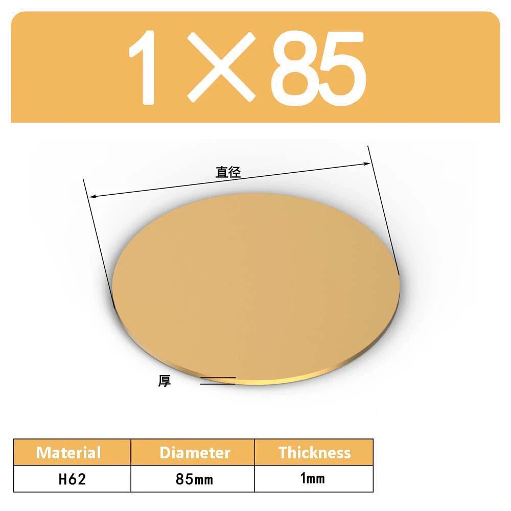 H62 Solids Brass Discs Blanks Metal Round Sheets OD 10mm-300mm Thick 0.3mm-4mm