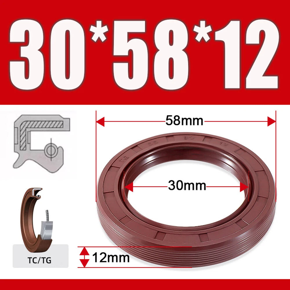 TC/TG Dual Lip FKM Oil Seal — Metric Rotary Shaft Sealing Ring, ID 25–50mm
