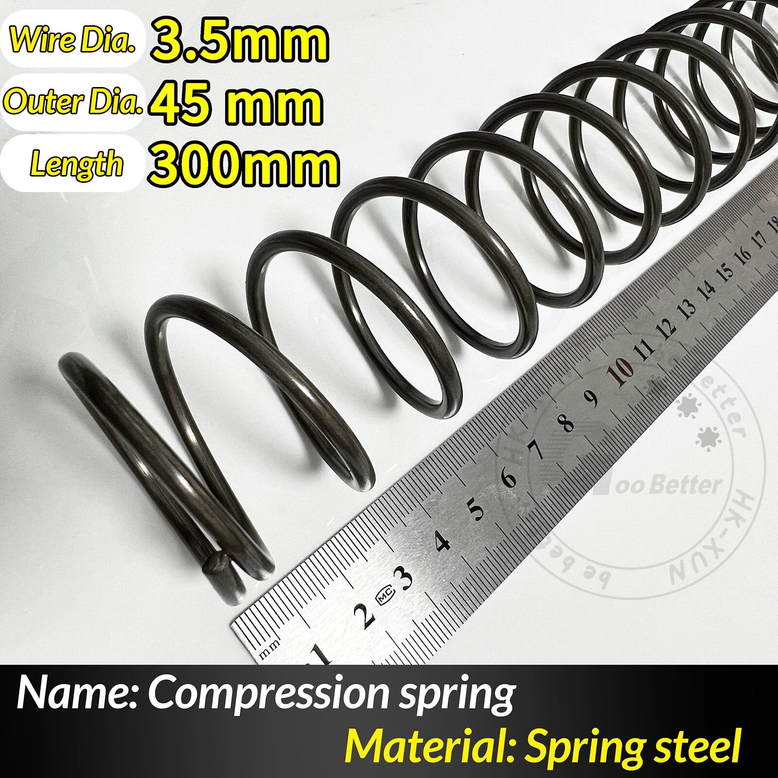Compression Spring Pressure Springs, Wire Dia 2-3.5mm, OD 10-60mm, Length 300mm