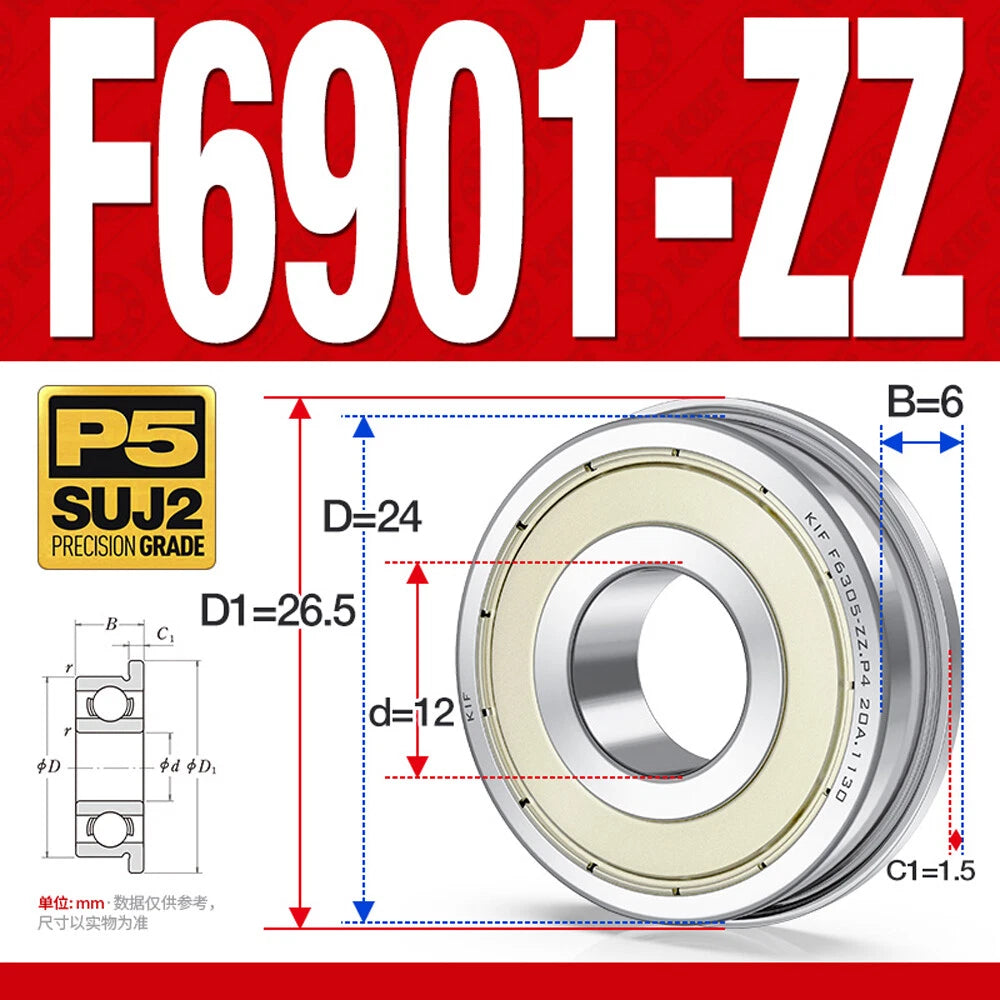 Mini Metal Shielded Flanged Ball Bearings - Model Complete Inner Diameter 2-50mm